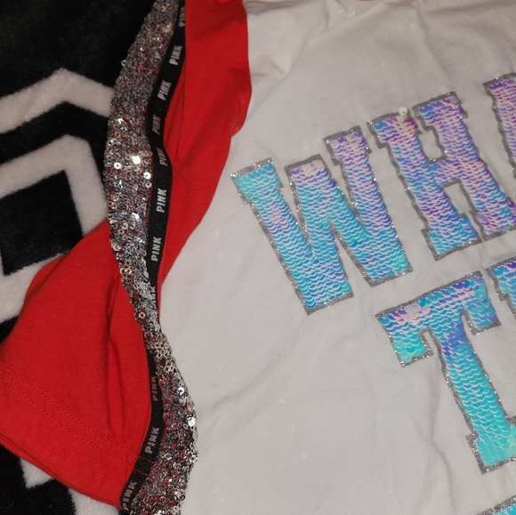 Victorias Secret PINK bling what the elf tee Small - Picture 3 of 7